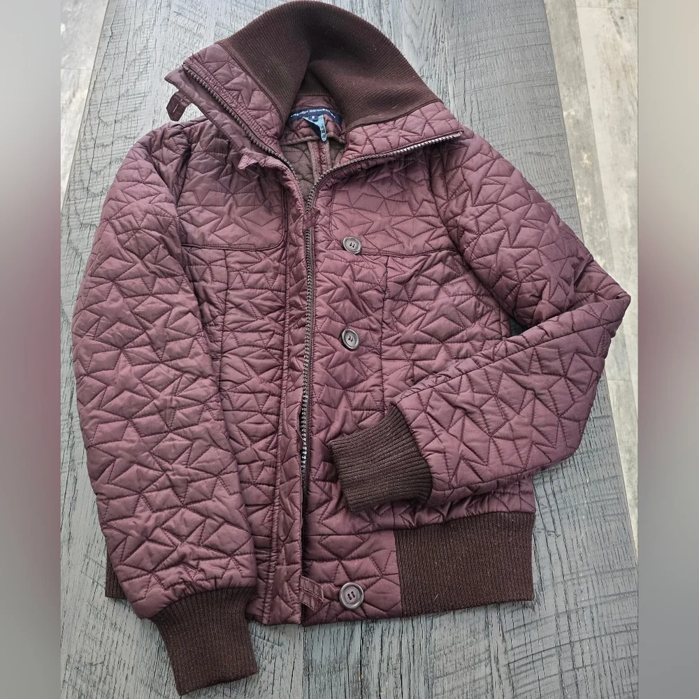French Connection Women's Quilted Puffer Jacket in Mauve (Size: 6)